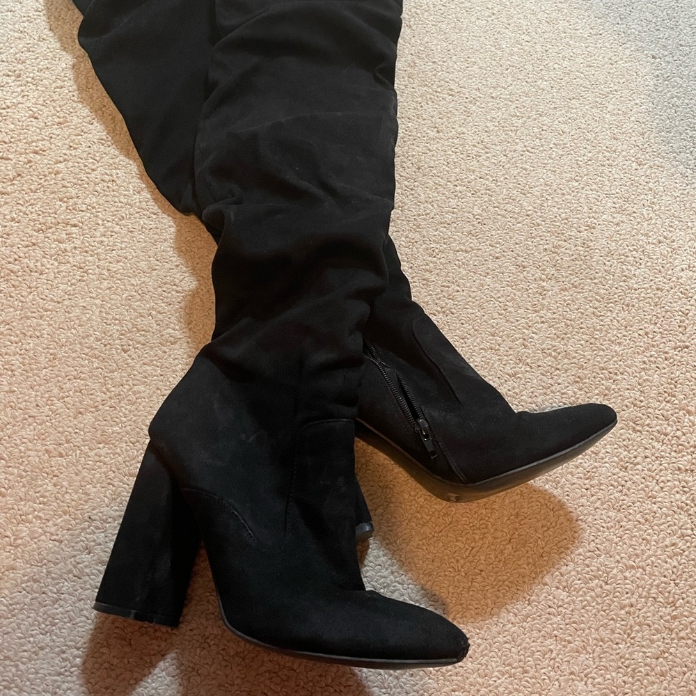 Over the knee suede boots